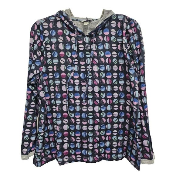 CJ Banks Tops - CJ Banks Womens Hoodie Size X Navy Circle Print Knit Artsy Long Sleeve Pullover